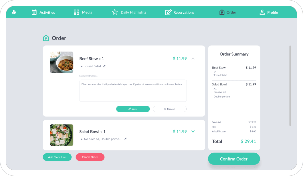 Point-of-sale system to streamline mealtimes.